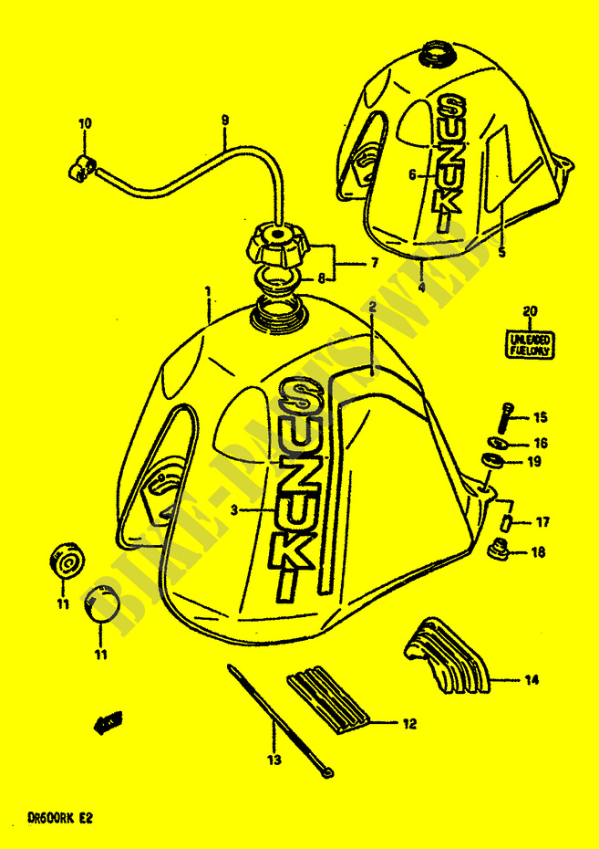 FUEL TANK (MODEL G/H) для  Suzuki DR 600 1988