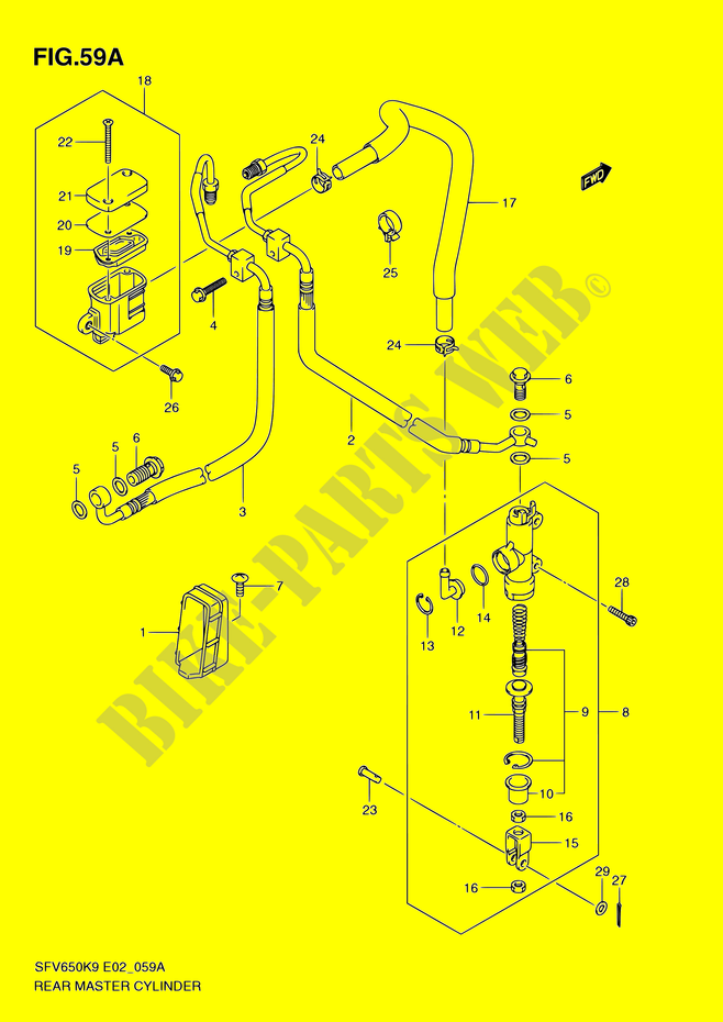 REAR BRAKE MASTER CYLINDER (SFV650AK9/UAK9/AL0/UAL0) для  Suzuki GLADIUS 650 2009